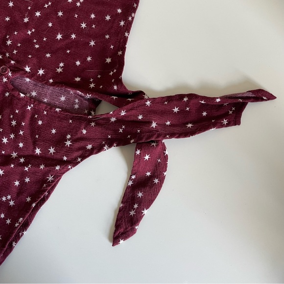 Mossimo Red and White Star Button Down with Tie Front Detail - Picture 2 of 6